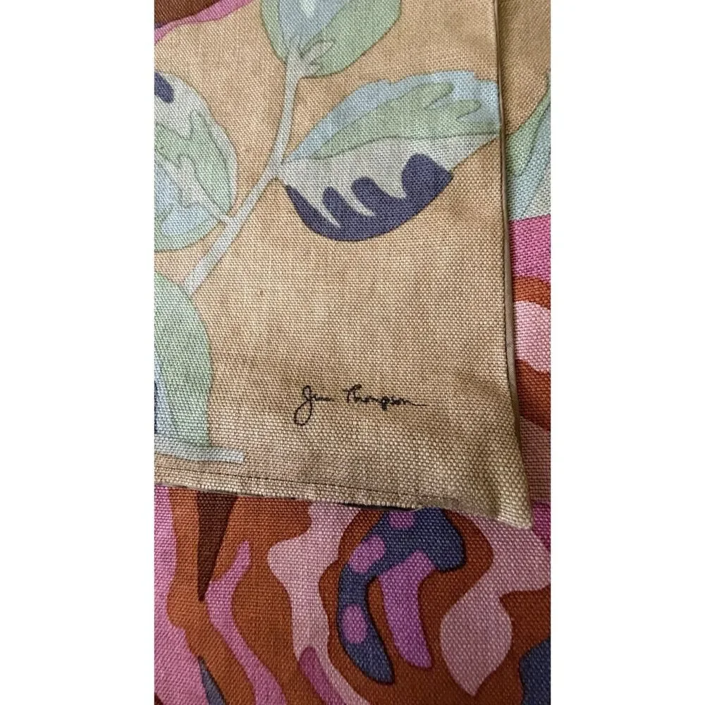 Jim Thompson Silk Floral Pillow Covers Set of 2 Vintage Style Thailand